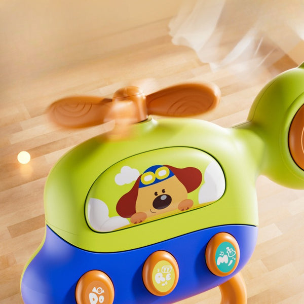 Musical Helicopter Puppy Toy – Interactive Light-Up Rattle & Drum