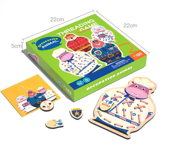 Animal Occupation Lacing & Threading Board Set
