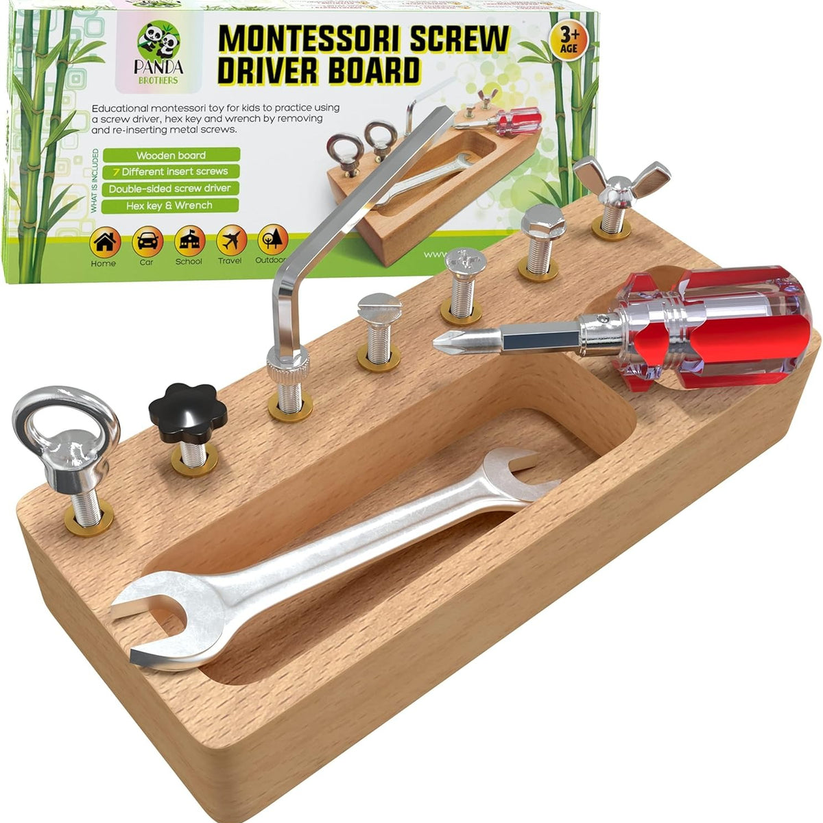 Wooden Busy Bus with Tools Activity Toy