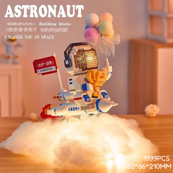 Astronaut Building Block Night Light and Stationery Holder
