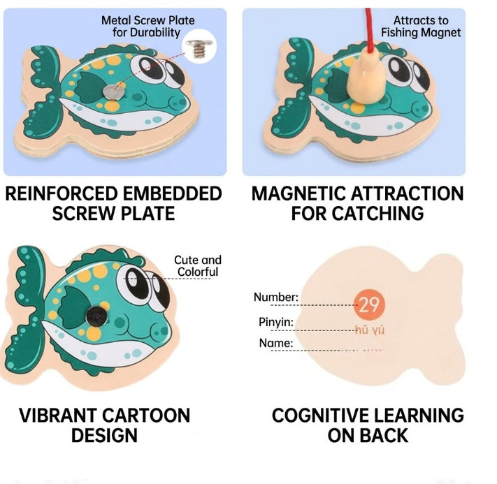 Wooden Magnetic Fishing Game Set