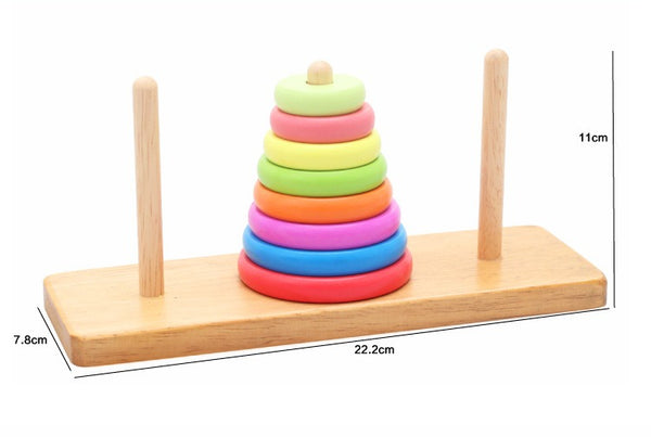 Classic Wooden Tower of Hanoi – Logic & Stacking Puzzle