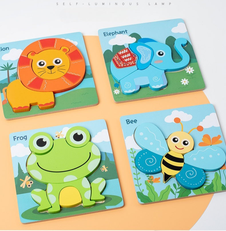 Wooden 3D Puzzle Set for Toddlers - Animal & Vehicle Set