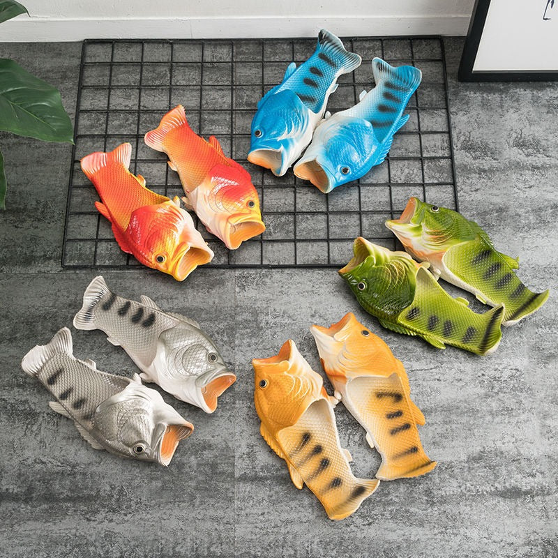 realistic fish shaped slide sandals in multiple colors