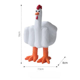 Size chart and detail close-ups of a funny white resin duck desk figurine.