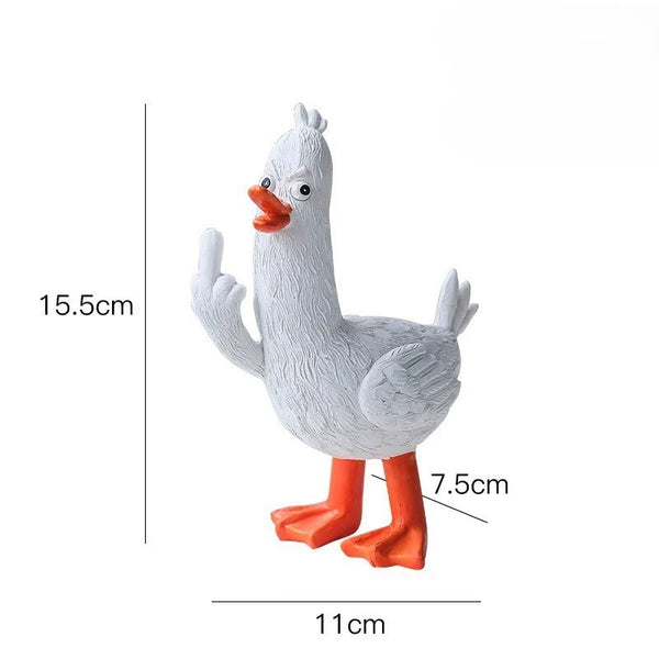 Funny duck resin figurine styled as a playful gag gift for friends and gift exchanges.