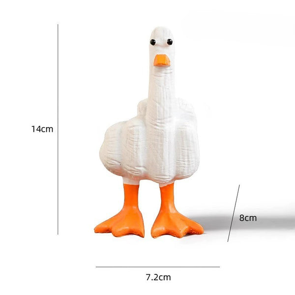 Funny resin duck figurine packed with protective foam and a cardboard box.
